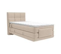 Ensemble complet boxspring tête de lit capitonnée + sommiers relaxation électrique + matelas + surmatelas - 100 x 200 cm - Tissu - Beige - LODI de PALACIO
