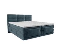 Ensemble complet boxspring tête de lit capitonnée + sommiers relaxation électrique + matelas + surmatelas - 2 x 80 x 200 cm - Tissu - Bleu - LODI de
