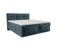 Ensemble complet boxspring tête de lit capitonnée + sommiers relaxation électrique + matelas + surmatelas - 2 x 90 x 200 cm - Tissu - Bleu - LODI de