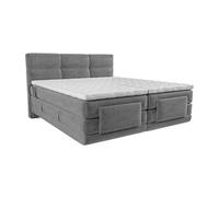 Ensemble complet boxspring tête de lit capitonnée + sommiers relaxation électrique + matelas + surmatelas - 2 x 90 x 200 cm - Tissu - Gris clair - LODI de PALACIO