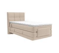 Ensemble complet boxspring tête de lit capitonnée + sommiers relaxation électrique + matelas + surmatelas - 100 x 200 cm - Tissu - Beige - LODI de PALACIO