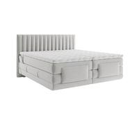 Contour cadre de lit Vente-Unique.com Ensemble complet boxspring tête de lit coutures verticales + sommiers relaxation électrique + matelas + surmatelas - 2 x 80 x 200 cm - Velours - Gris