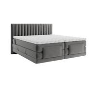Ensemble complet boxspring tête de lit coutures verticales + sommiers relaxation électrique + matelas + surmatelas - 2 x 80 x 200 cm - Velours -