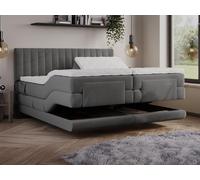 Ensemble complet boxspring tête de lit coutures verticales + sommiers relaxation électrique + matelas + surmatelas - 2 x 80 x 200 cm - Velours - Anthracite - DONISI de PALACIO