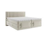 Ensemble complet boxspring tête de lit coutures verticales + sommiers relaxation électrique + matelas + surmatelas - 2 x 90 x 200 cm - Velours -