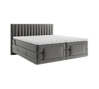Ensemble complet boxspring tête de lit coutures verticales + sommiers relaxation électrique + matelas + surmatelas - 2 x 90 x 200 cm - Velours - Anthracite - DONISI de PALACIO