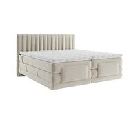 Ensemble complet boxspring tête de lit coutures verticales + sommiers relaxation électrique + matelas + surmatelas - 2 x 80 x 200 cm - Velours -