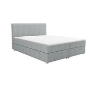 Ensemble complet boxspring tête de lit + sommier + matelas + surmatelas - 140 x 200 cm - Tissu - Gris clair - ONAN de YSMÉE