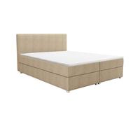 Ensemble complet boxspring tête de lit + sommier + matelas + surmatelas - 160 x 200 cm - Tissu - Beige - ONAN de YSMÉE