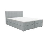 Ensemble complet boxspring tête de lit + sommier + matelas + surmatelas - 160 x 200 cm - Tissu - Gris clair - ONAN de YSMEE