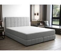 Ensemble complet boxspring tête de lit + sommier + matelas + surmatelas - 160 x 200 cm - Velours - Gris clair - HIDA de YSMÉE