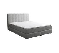 Ensemble complet boxspring tête de lit + sommier + matelas + surmatelas - 160 x 200 cm - Velours - Gris clair - HIDA de YSMÉE