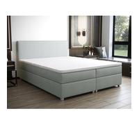Ensemble complet boxspring tête de lit + sommier + matelas + surmatelas - 180 x 200 cm - Tissu - Gris clair - ONAN de YSMÉE