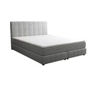 Ensemble complet boxspring tête de lit + sommier + matelas + surmatelas - 180 x 200 cm - Velours - Gris clair - HIDA de YSMÉE Gris clair