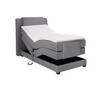 Ensemble complet boxspring tête de lit + sommiers relaxation électrique + matelas + surmatelas - 100 x 200 cm - Tissu - Gris clair - CASTEL II de