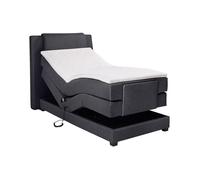 Ensemble complet boxspring tête de lit + sommiers relaxation électrique + matelas + surmatelas - 100 x 200 cm - Tissu - Anthracite - CASTEL II de