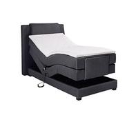 Vente-unique-Ensemble Complet boxspring tête de lit + sommiers Relaxation électrique + Matelas + surmatelas - 100 x 200 cm - Tissu - Anthracite - Castel II de Palacio