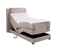 Ensemble complet boxspring tête de lit + sommiers relaxation électrique + matelas + surmatelas - 100 x 200 cm - Tissu - Beige - CASTEL II de PALACIO
