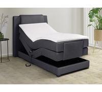 Ensemble complet boxspring tête de lit + sommiers relaxation électrique + matelas + surmatelas - 100 x 200 cm - Tissu - Anthracite -