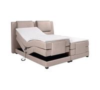 Ensemble complet boxspring tête de lit + sommiers relaxation électrique + matelas + surmatelas - 2 x 80 x 200 cm - Tissu - Beige - CASTEL II de