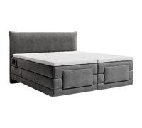 Ensemble complet boxspring tête de lit + sommiers relaxation électrique + matelas + surmatelas - 2 x 80 x 200 cm - Tissu - Anthracite - ZANORO de