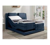 Ensemble complet boxspring tête de lit + sommiers relaxation électrique + matelas + surmatelas - 2 x 80 x 200 cm - Tissu - Bleu - CASTEL II de