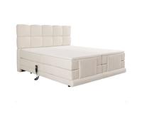 Ensemble complet boxspring tête de lit + sommiers relaxation électrique + matelas + surmatelas - 2 x 80 x 200 cm - Tissu bouclette - Beige - OMILA de