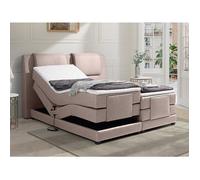 Ensemble complet boxspring tête de lit + sommiers relaxation électrique + matelas + surmatelas - 2 x 80 x 200 cm - Tissu - Beige - CASTEL II de