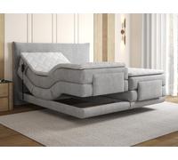 Ensemble complet boxspring tête de lit + sommiers relaxation électrique + matelas + surmatelas - 2 x 80 x 200 cm - Tissu - Gris clair - ZANORO de PALACIO