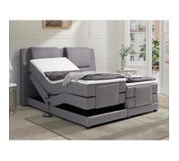 Ensemble complet boxspring tête de lit + sommiers relaxation électrique + matelas + surmatelas - 2 x 80 x 200 cm - Tissu - Gris clair - CASTEL II de PALACIO
