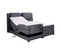 Ensemble complet boxspring tête de lit + sommiers relaxation électrique + matelas + surmatelas - 2 x 80 x 200 cm - Tissu - Anthracite - CASTEL II de