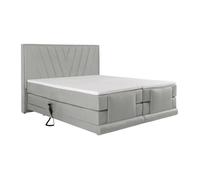 Ensemble complet boxspring tête de lit + sommiers relaxation électrique + matelas + surmatelas - 2 x 80 x 200 cm - Velours - Gris clair - LUMONI de YSMÉE
