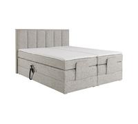 Ensemble complet boxspring tête de lit + sommiers relaxation électrique + matelas + surmatelas - 2 x 90 x 200 cm - Tissu - Beige - KALASI de PALACIO