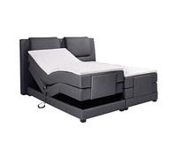 Ensemble complet boxspring tête de lit + sommiers relaxation électrique + matelas + surmatelas - 2 x 90 x 200 cm - Tissu - Anthracite - CASTEL II de