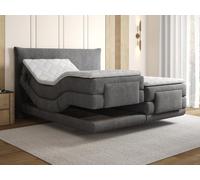 Ensemble complet boxspring tête de lit + sommiers relaxation électrique + matelas + surmatelas - 2 x 90 x 200 cm - Tissu - Anthracite - ZANORO de PALACIO