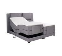 Ensemble complet boxspring tête de lit + sommiers relaxation électrique + matelas + surmatelas - 2 x 90 x 200 cm - Tissu - Gris clai