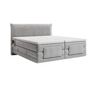 Ensemble complet boxspring tête de lit + sommiers relaxation électrique + matelas + surmatelas - 2 x 90 x 200 cm - Tissu - Gris clair - ZANORO de