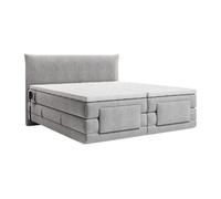 Ensemble complet boxspring tête de lit + sommiers relaxation électrique + matelas + surmatelas - 2 x 90 x 200 cm - Tissu - Gris clair - ZANORO de