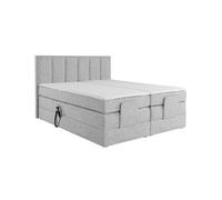 Ensemble complet boxspring tête de lit + sommiers relaxation électrique + matelas + surmatelas - 2 x 90 x 200 cm - Tissu - Gris - KALASI de PALACIO