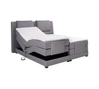 Ensemble complet boxspring tête de lit + sommiers relaxation électrique + matelas + surmatelas - 2 x 90 x 200 cm - Tissu - Gris clair - CASTEL II de