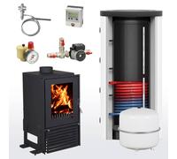 Ensemble complet Cheminée insert à eau Malaga I CS 500 Stockage tampon incl. 1 échangeur de chaleur