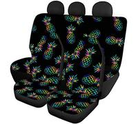 Ensemble complet d’accessoires intérieurs de voiture Pizding pour femme et homme - Couleur ananas - Housse de siège avant et banquette arrière - Facile à installer - Compatibilité universelle - Noir