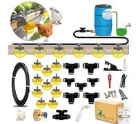 Ensemble complet d'abreuvoir automatique pour poulet, système d'eau innovant à connexion rapide avec tasses à eau de grande taille, amovibles et lavables, canalisation de 5,5 m et valve à flotteur