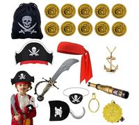 Ensemble complet d'accessoires de costume de pirate pour enfants et tout-petits - Kit complet d'accessoires polyvalents pour carnaval, théâtre, événement, fête, cosplay et enfants