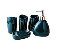 Ensemble complet d'accessoires de salle de bain en céramique 5 pièces comprenant un distributeur de savon, un porte-savon, un support de brosse à dents moderne, un comptoir et un évier, cadeau et