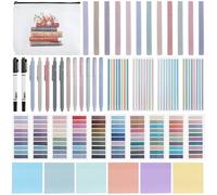 Ensemble complet d'annotations de livre avec 2640 onglets adhésifs, 300 notes mémo, 11 stylos gel, 12 surligneurs, 2 marqueurs noirs pour étudier, prendre des notes et cadeaux