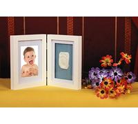 Ensemble complet de 2 cadres photo avec peinture acrylique et pinceau pour photos, empreintes de mains et de pieds - au lieu de 24,95 | Cadre photo Bébé Baptême Main Pied Bébé Empreinte