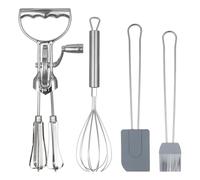 Ensemble complet de 4 fouets rotatifs en acier inoxydable avec brosse pour cuisine multitâche, fouets rotatifs en acier inoxydable avec brosse