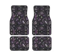 Ensemble complet de 4 tapis de sol pour voiture Goth effrayants noir et violet - Tapis de sol en caoutchouc résistants pour automobile