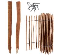 Ensemble Complet De 5 M De Palissade De 100 Cm De Haut, Espacement Des Lattes De 4 À 6 Cm Avec 5 Poteaux En Bois De 1,5 M De Long Et Agrafes De Clôture En Bois